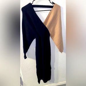 Fashion Nova Colorblock Sweater Midi Dress Black/Carmel